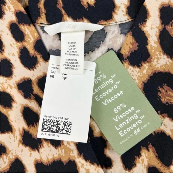 NWT H&M Ecovero Cheetah Print Caftan Dress Beach Resort Cruise Retro Mob Wife - Picture 10 of 13